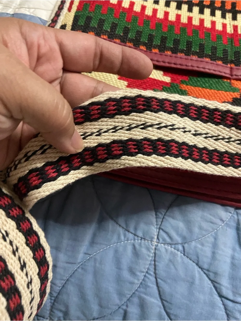 Multicolor Ethnic Tribal Aztec Slim Le HandMade Woven Tapestry KILIM Shoulder